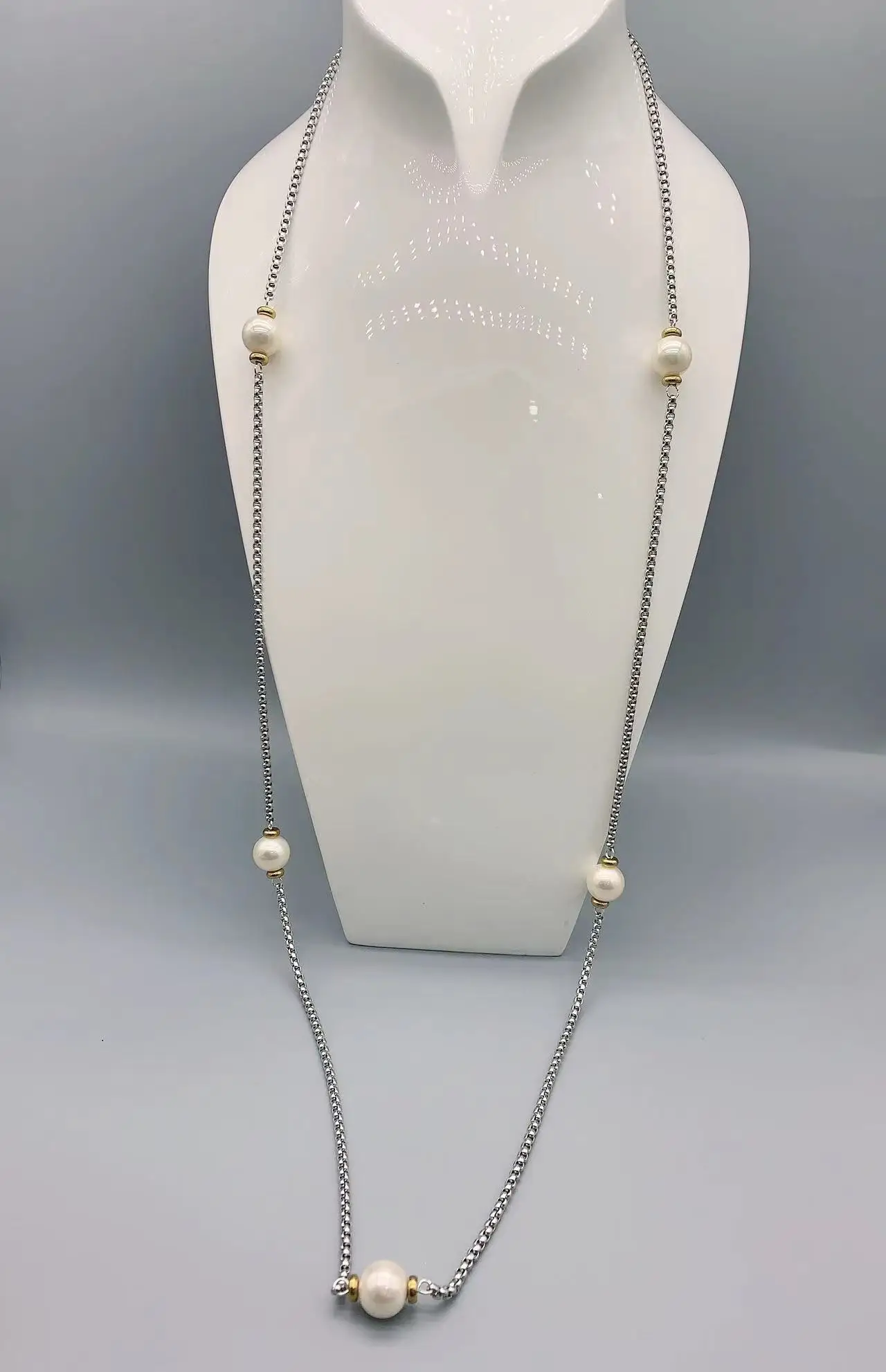 

Ювелирная Серебряная цепочка Le Han с белым жемчугом монтера и покрытием из 18-каратного золота, 36 дюймов
