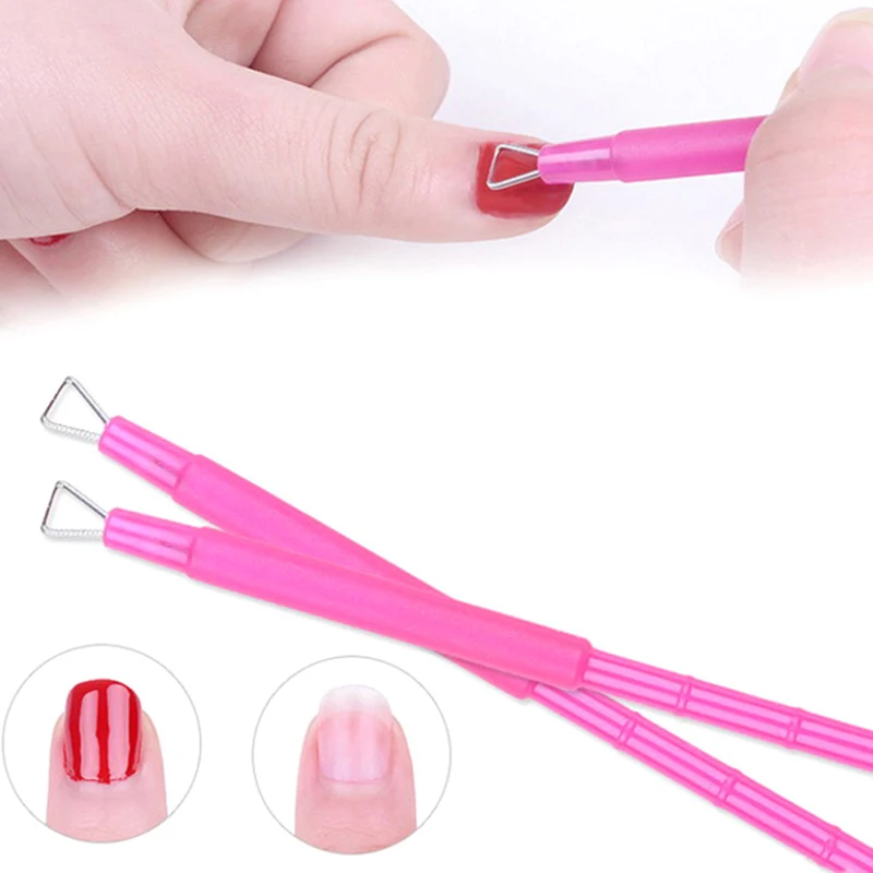 

1pcs Handle Remover Manicure Care Tools Triangle Stick Rod Nail Cuticle Pusher Pro Plastic Pink