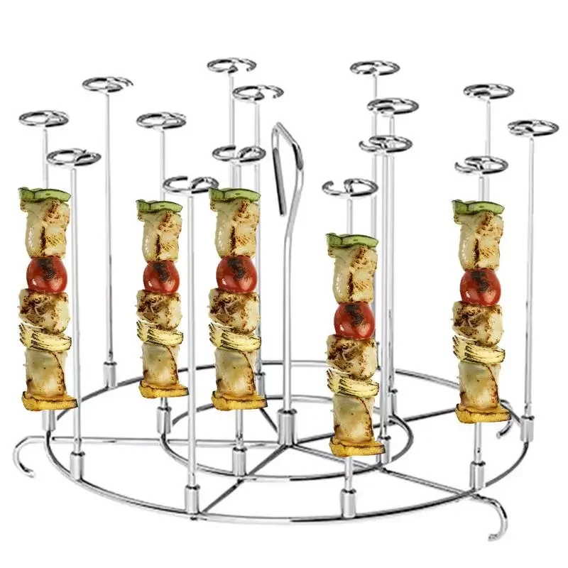 

NEW2023 Air Fryer Skewer Stand Stainless Steel Skewer Rack Holder Skewer Vertical Grill Stand Compatible With Air Fryers Accesso
