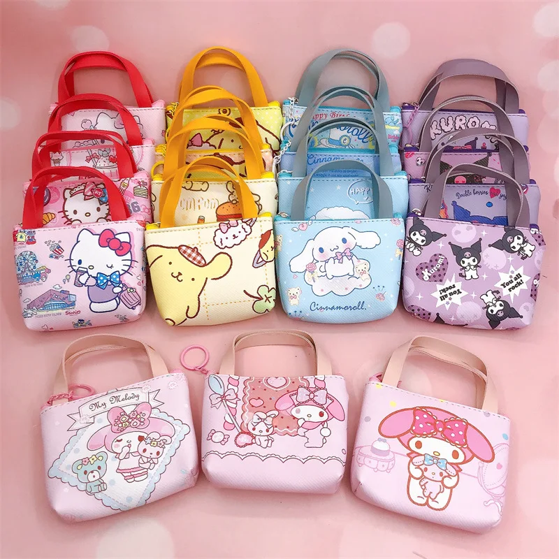 

Sanrios мультяшный Кошелек для монет из искусственной кожи Kawaii аниме Мелоди коричного цвета Kuromi сумка для хранения наушников мини-сумка-тоут женский подарок