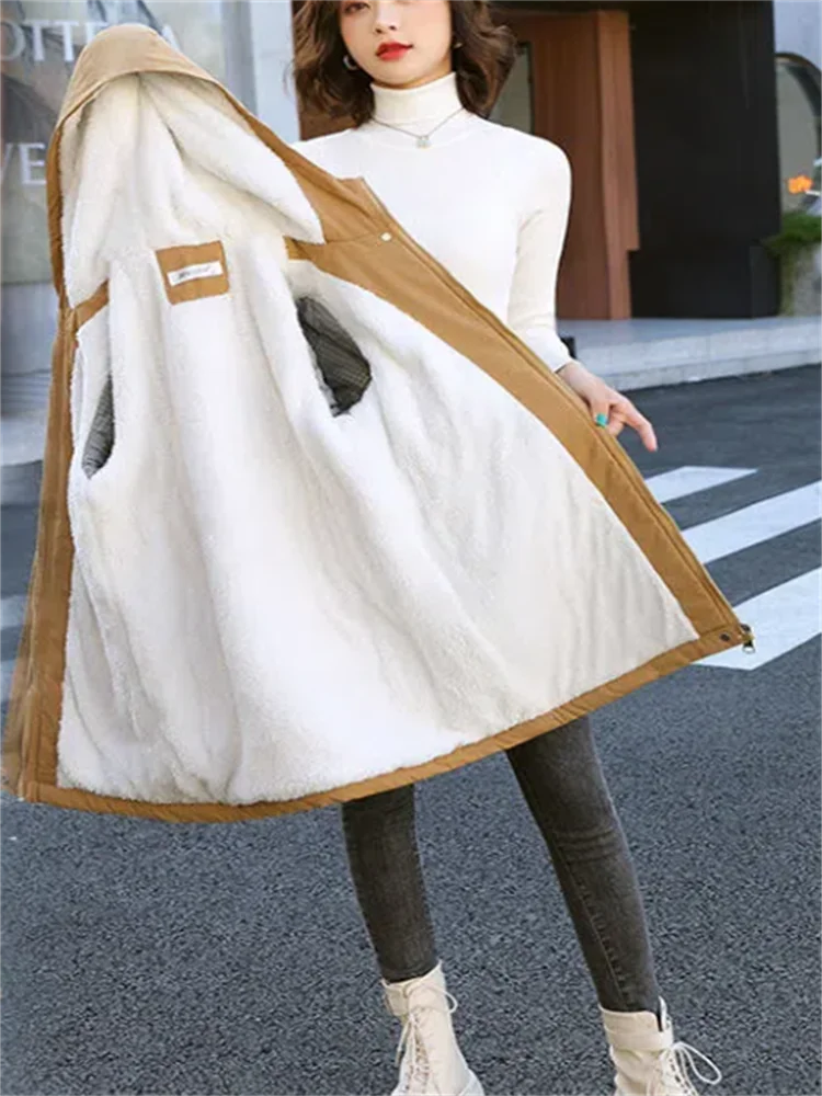 Плюшевые теплые пальто женская хлопковая куртка с капюшоном верхняя одежда на