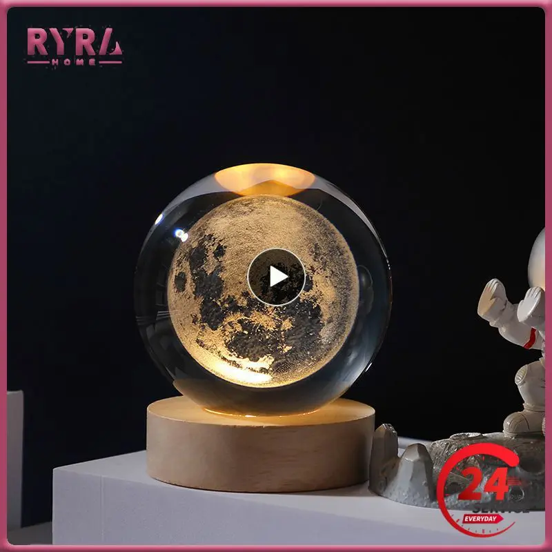 

6/8cm Solar System Crystal Ball Decoration The Little Prince LED Light Crystal Ball with Stand Globe Home Decor Birthday Gift