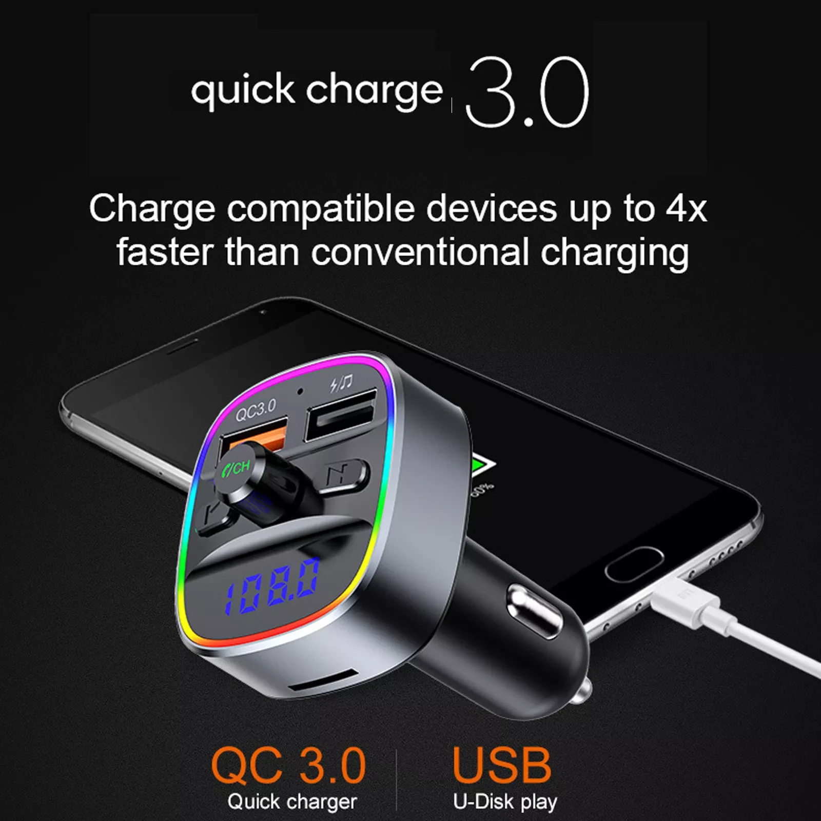 

Bluetooth Fm Transmitter For Car, Bluetooth Car Adapter Mp3 Player Fm Transmitter Receiver Hands Free Calling Dual Usb Ports