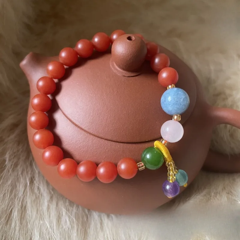 Женский браслет Nanhong из агата Аквамарин с бусинами подарок для подруги и девушки