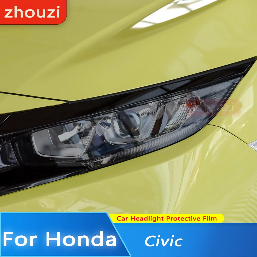 

For Honda Civic 10th 2016-2021 Car Headlight Tint Smoked Black Protective Film Protection Vinyl Transparent TPU Sticker 2 Pcs