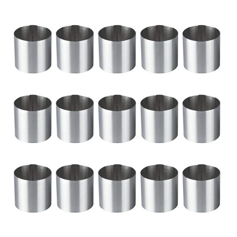 

15 Pieces Stainless Steel Mousse Rings Round Biscuit Cutter Cake Mold Kitchen Baking Pastry Tool for Tart,Fondant,Etc