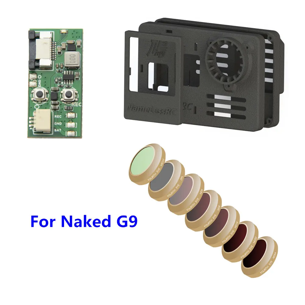 

NameLessRC Naked Gopro Hero 9 10 Case with BEC Module Lens Filter MCUV CPL ND4 ND8 ND16 ND32 ND64 for FPV Cinewhoop Drones