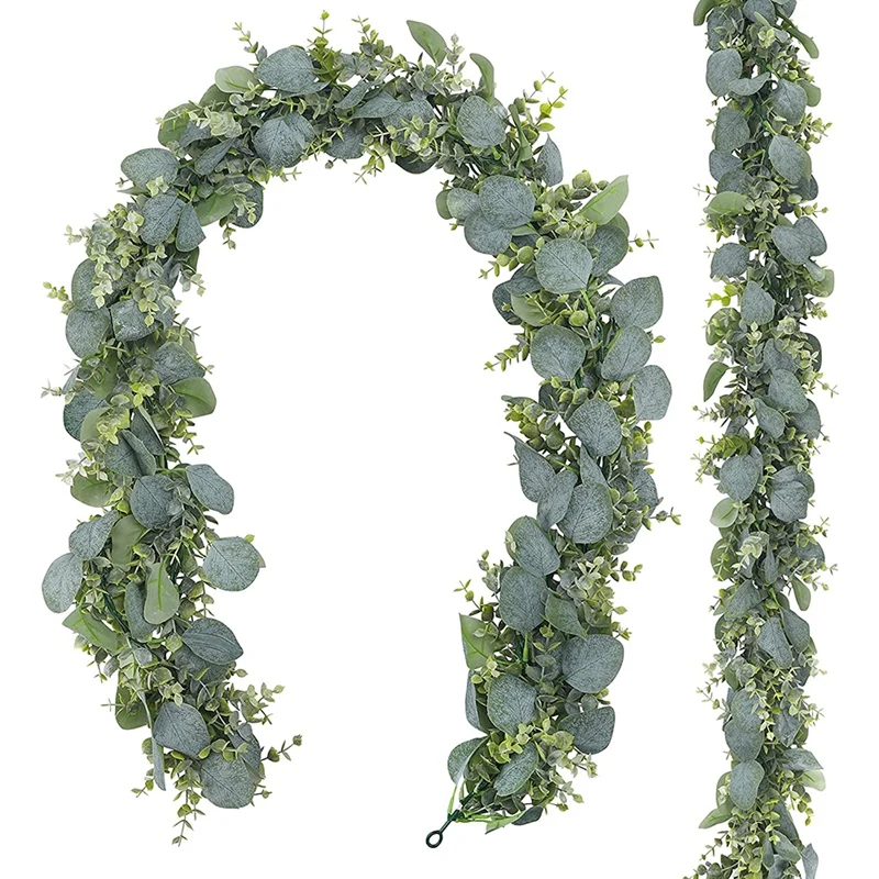

ABSF 2 Pack 5.5Ft Artificial Eucalyptus Garland Spring Garland Fake Greenery Hanging Plants For Wedding Home
