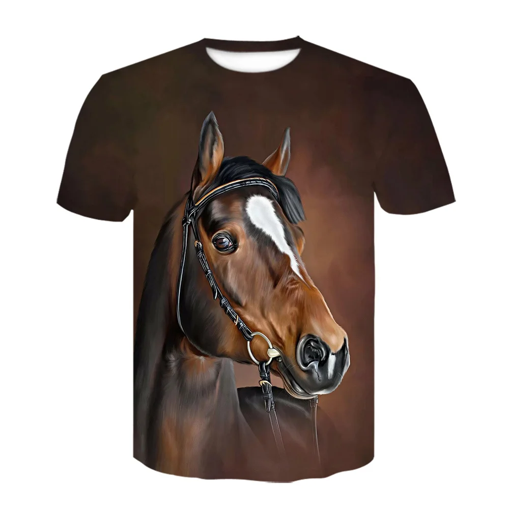 

2022 Summer New O-neck comfortable tshirt Horse T-shirt 3d Printed Fashion T Shirt animal clothes Men Women Large size T shirt