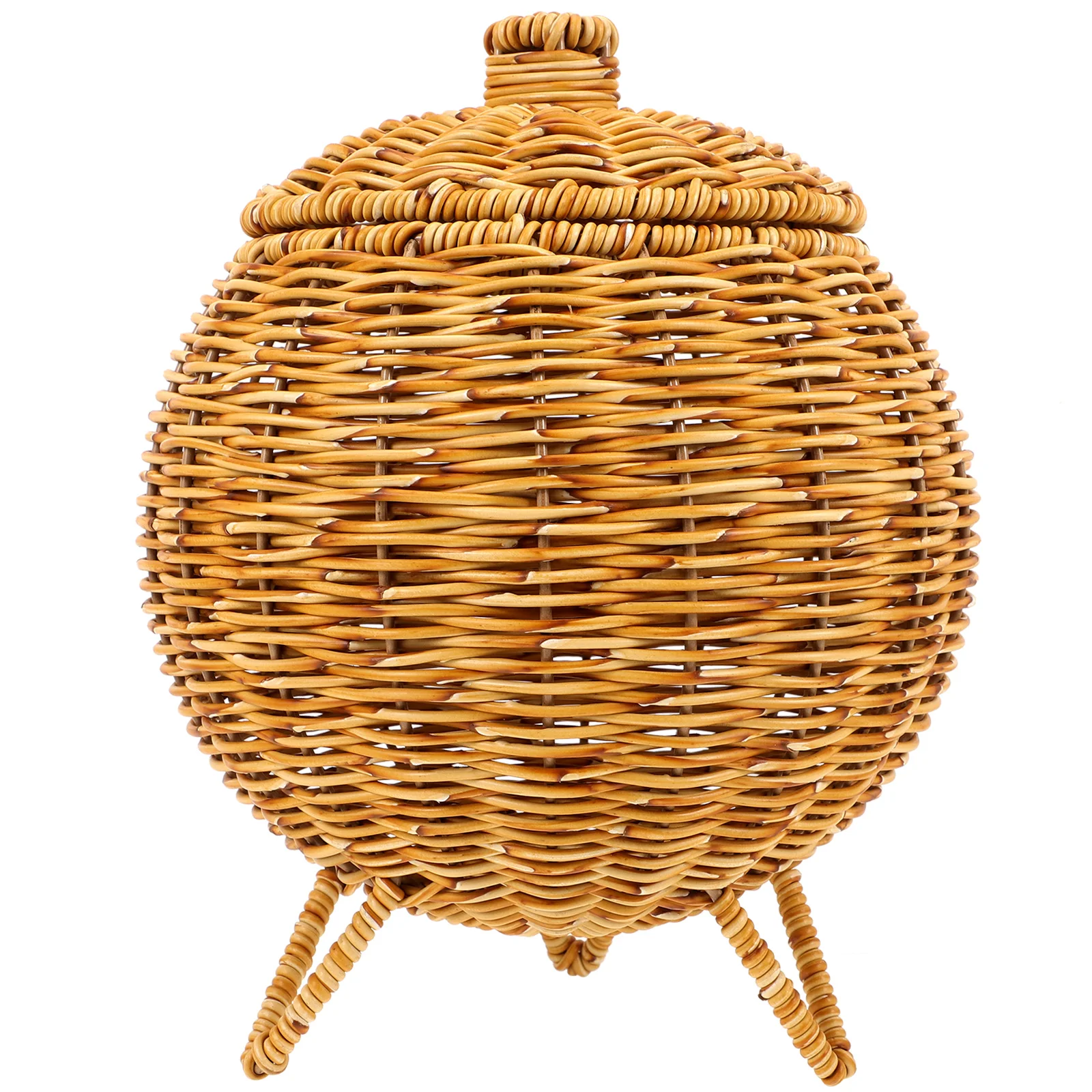 

Basket Egg Storage Holder Lid Baskets Rattan Fruit Desktop Wicker Woven Weaving Container Retro Boxes Eggs Handwoven Organizer