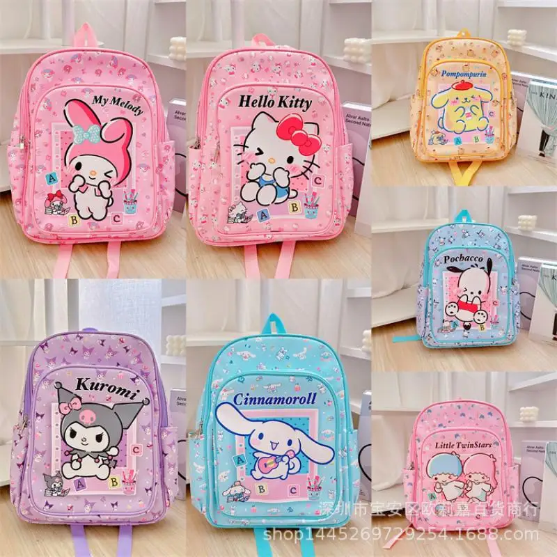 

Sanrio My Melody Kuromi Hello Kitty Schoolbag Cute Cartoon Print Pu High Capacity Student Backpack Kawaii Children's Bag Gift