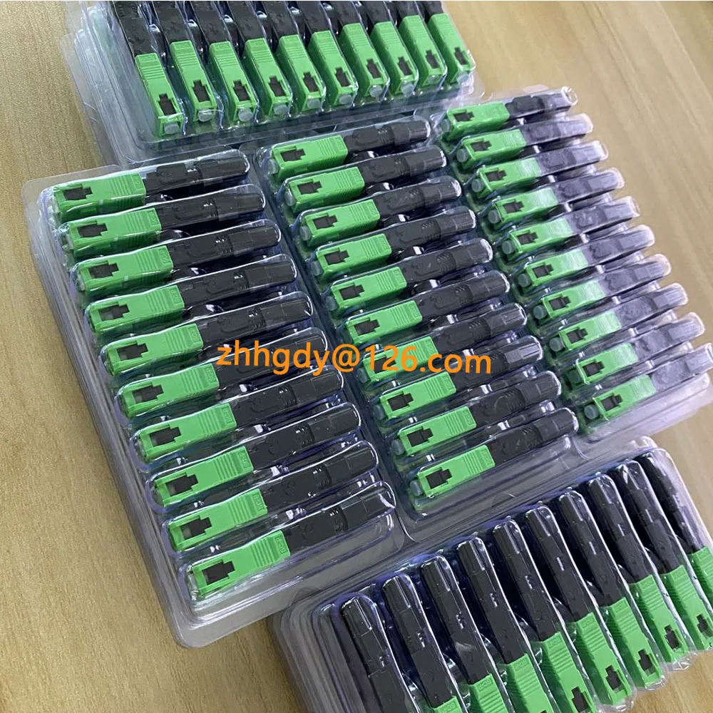 100PCS SC APC Fiber Optic Fast Connector FTTH Single Mode Fiber Optic SC Quick Connector Adapter Embedded Field Assembly