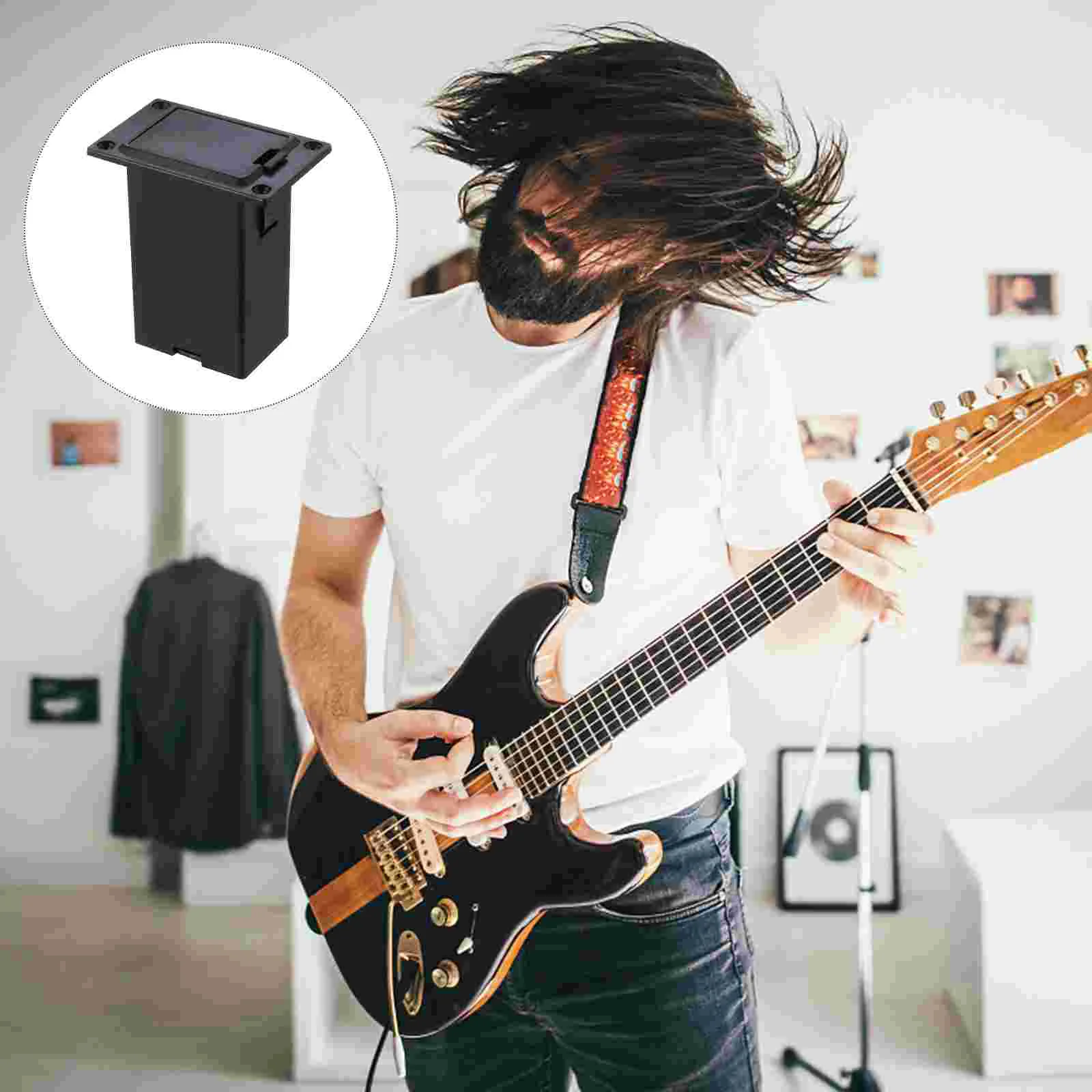 

Guitar Bass Box Pickup Holder Case Cover Active Compartment Spring Clip Storage Acoustic