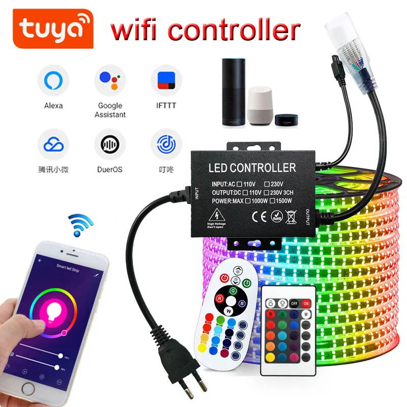 

Смарт-Пульт ДУ Tuya с поддержкой Wi-Fi, 4 контакта, RGB, 110 В, 220 В