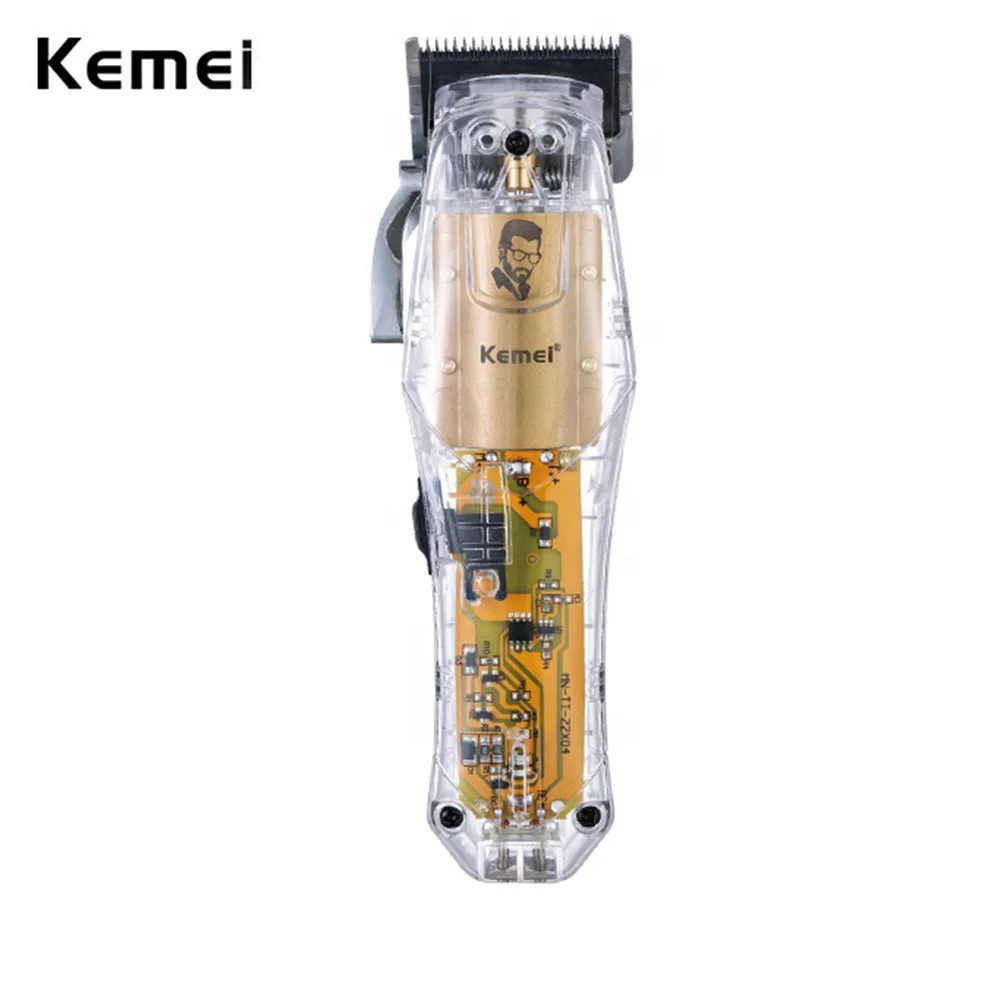 

Kemei Barber Professional Hair Trimmer Transparent Powerful Precision Fade Hair Clipper Electric Hair Cutting Machine KM-NG203