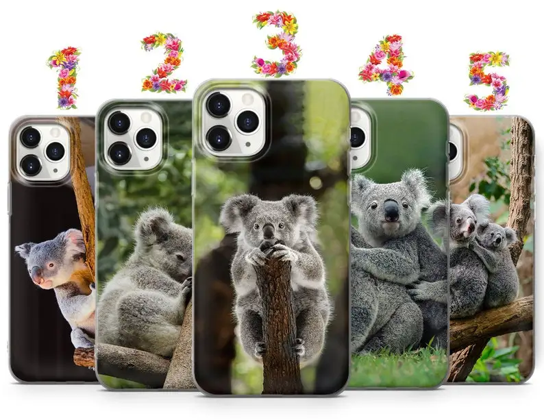 

Koala phone case for iPhone 13 12 11 X Xs Xr 8 7 6 5 Se, Samsung S21 S20 S10 Note20, Huawei P40 P30 P20 P10