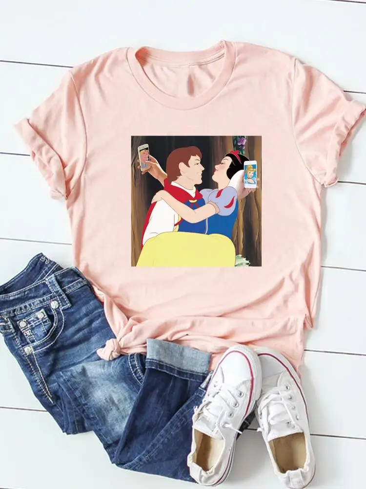 

Модная мультяшная одежда в стиле Disney Love, модные повседневные летние женские футболки с графическим рисунком, женская одежда, футболка