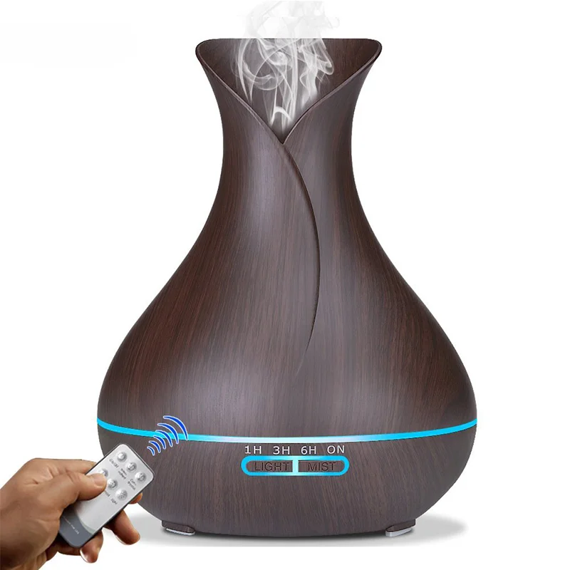 

Mist Aromatherapy Maker Air Diffuser Aroma with Grain Oil Humidifier LED Wood Fogger Ultrasonic Lamp Humificador Humificadores