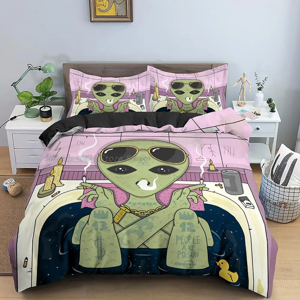 

Комплект постельного белья в стиле «хиппи», с пододеяльником и изображением грибов