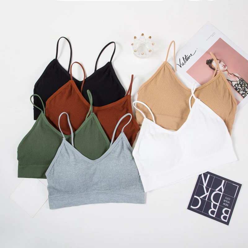 

Women's Sexy Tube Tops Underwear Thin Shoulder Straps Ladies Lingerie Intimates With Removable Padded Female Camisole