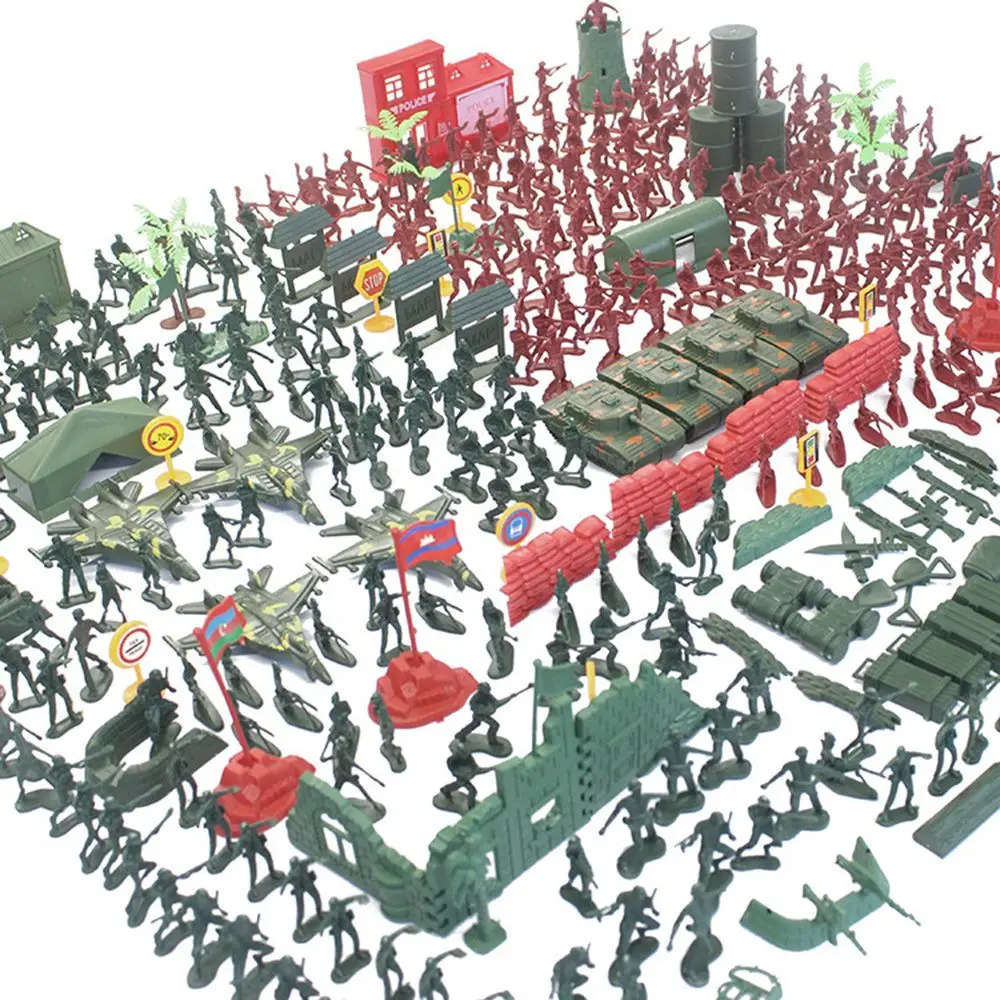 Набор военных игрушек, модель солдата 4 см, детский подарок, модель солдата, мужские игровые наборы, пластиковая игрушка, фигурка, набор для моделирования, 330 шт.