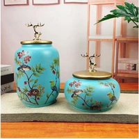 european style country flower and bird pattern decorative crafts tea tins storage jars candy jars