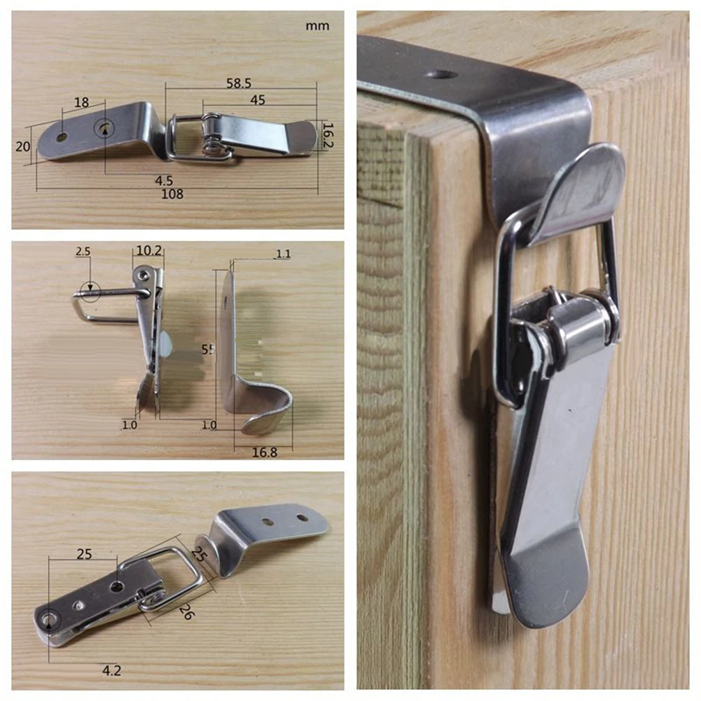 

Toggle Latch Silver Spring Stainless Steel 4pcs Business Clip Draw Latch Clamp Loaded Office Practical Durable