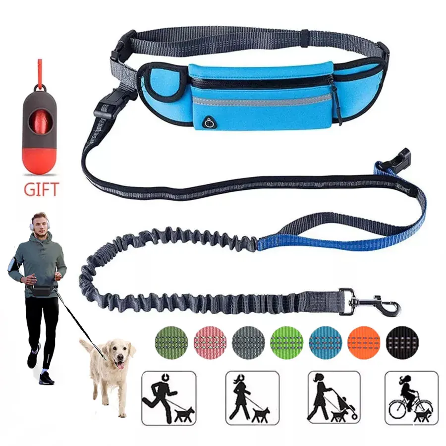 

Running Dog Leash Nylon Hand Freely Pet Products Dogs Harness Collar Jogging Lead Adjustable Waist Leashes Traction Belt Rope