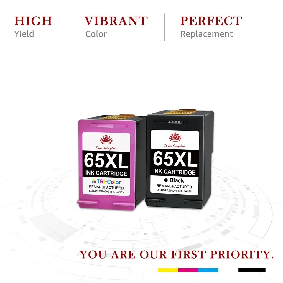 3PK 65 XL 65XL чернильный картридж для Deskjet 2600 2652 2636 ENVY 5010 5052 5055 (2BK + 1 цвет)