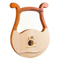 lyre harp19 string wood harp with unique pattern carved phonetic symbolswith tuning wrenchfor music lovers beginners