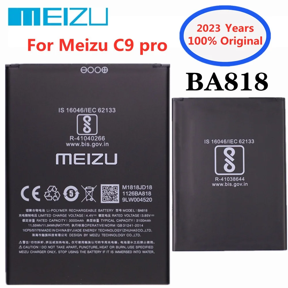 

2023 год, новинка, BA818 100% оригинальный аккумулятор 3000 мАч для Meizu c9 pro C9pro, фотоаккумулятор