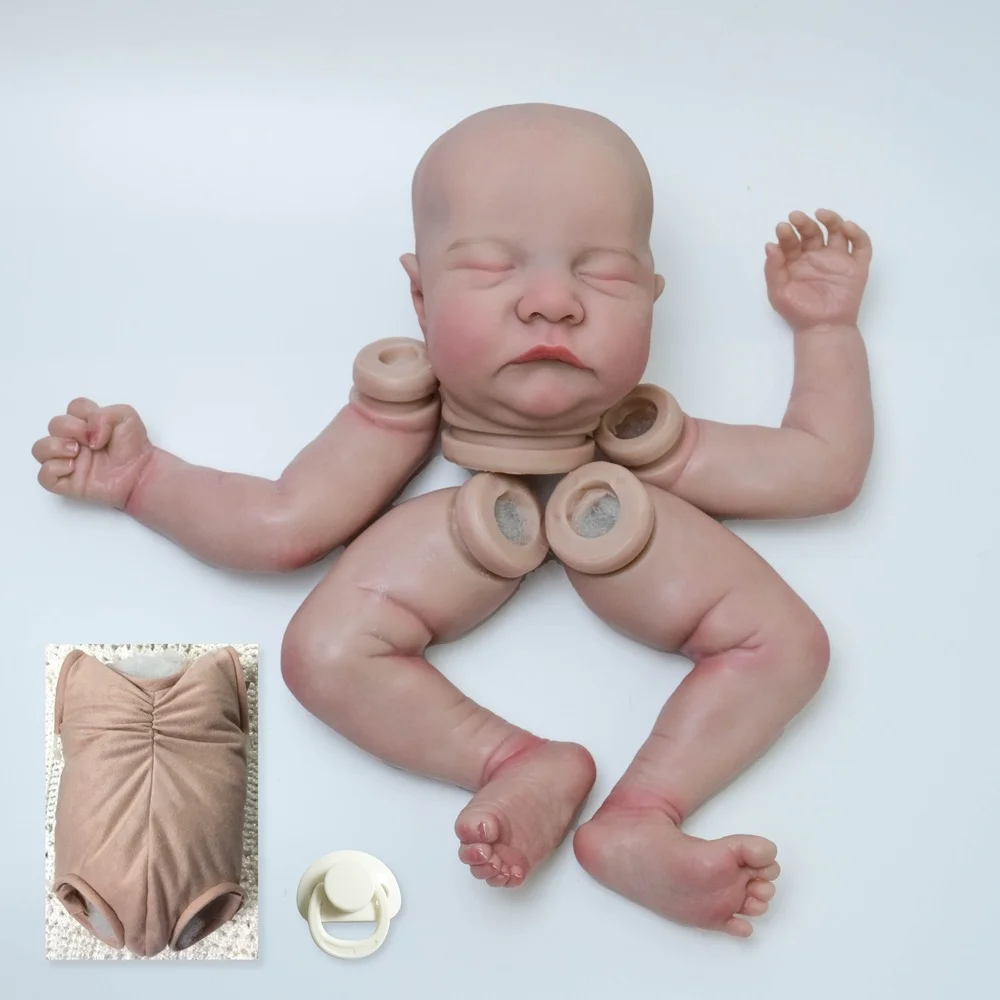 19inch Reborn Doll Kit Popular Sleeping  Already Painted Doll Kits Doll Parts with Extra Body Many Details Visible Veins