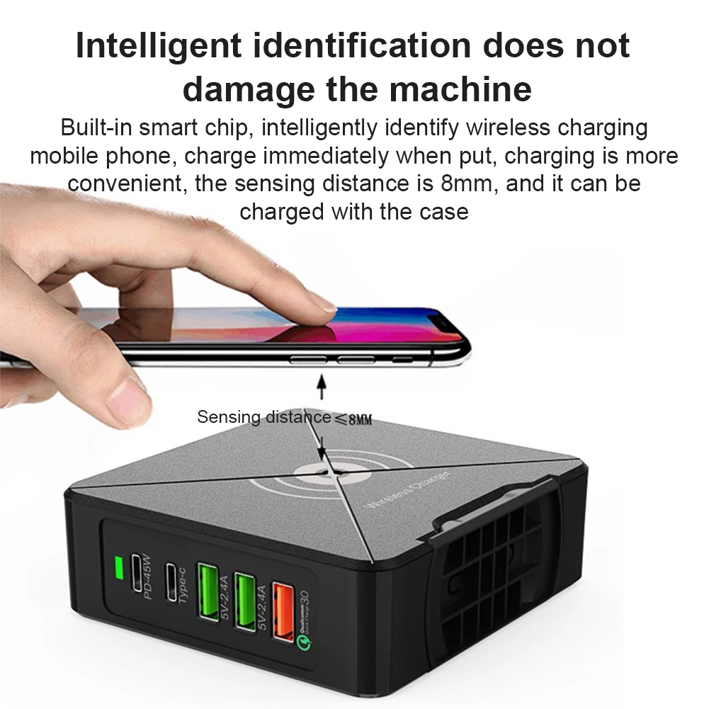 

75 Вт США/ЕС/Великобритания штекер USB беспроводное зарядное устройство Быстрая зарядка 3,0 для телефона адаптер для IPhone 12 Pro Max планшет настенн...