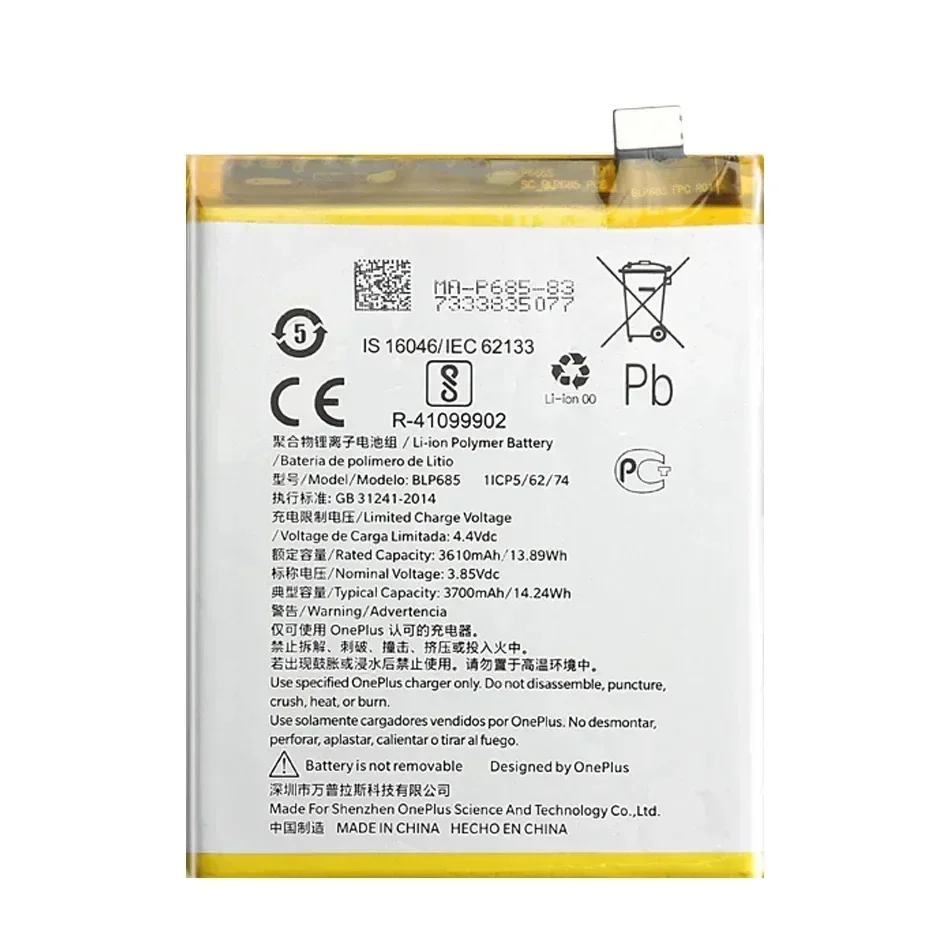 Аккумулятор для One Plus 5 5T 6 6T 7 8 Pro 7Pro OnePlus 1+ BLP637 BLP657 BLP699 BLP685 BLP761 BLP759