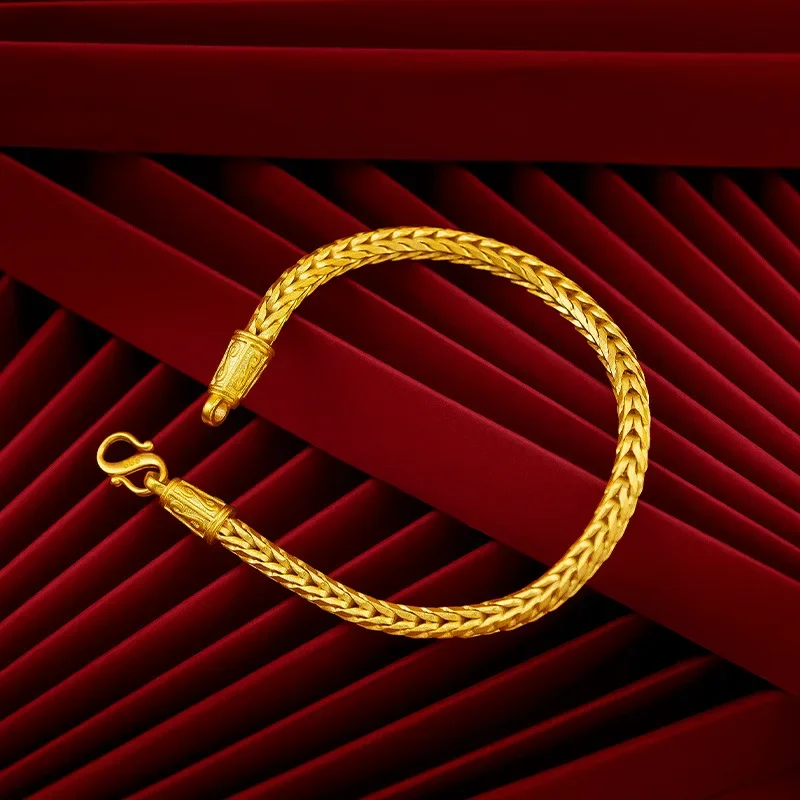 9999 реальное золото 24K желтое змея костные браслеты ювелирные изделия