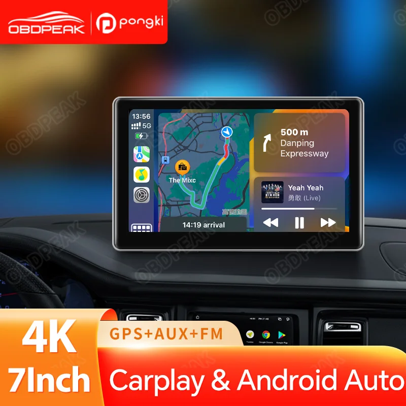 

4K Универсальный 7-дюймовый автомобильный видеорегистратор Радио Мультимедийный видеорегистратор AUX WIFI CarPlay Android автомобильный сенсорный экран GPS навигация