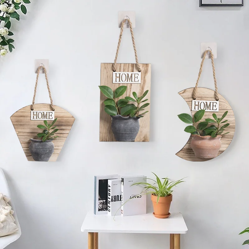 

Деревянный настенный керамический цветочный горшок, креативная настенная подвесная Цветочная корзина ручной работы в скандинавском стиле для украшения дома и улицы