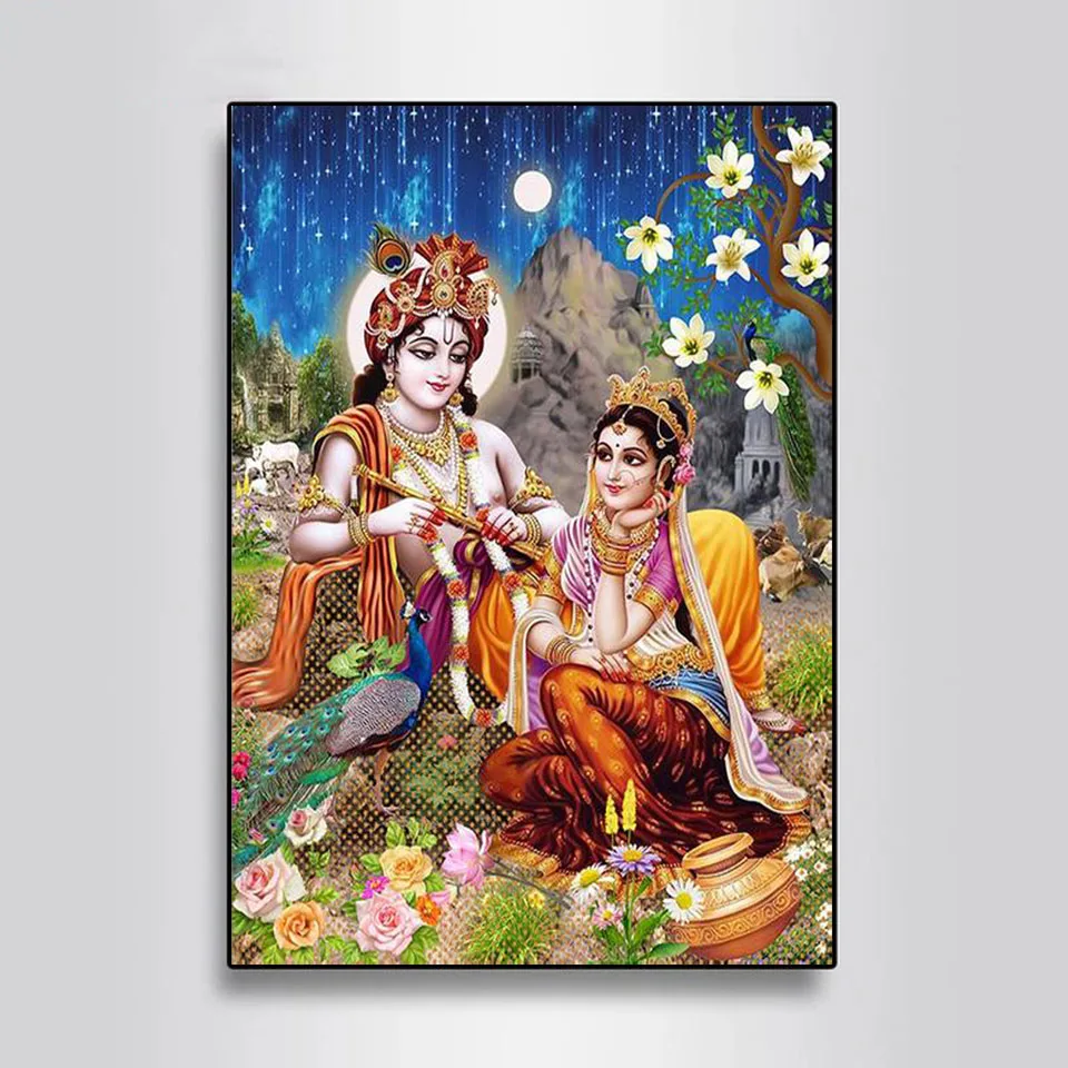 Алмазная 5D картина Индийский Бог девушка Radha Krishna вышивка крестом портрет мозаика