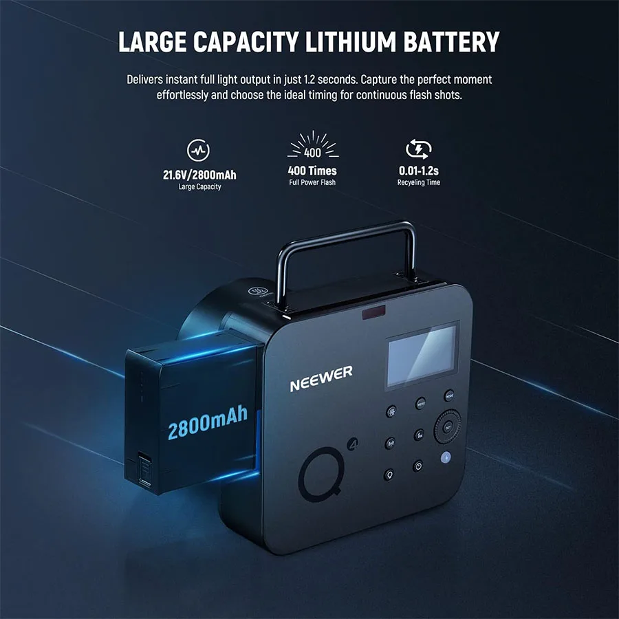 Уличная студийная стробоскопическая вспышка NEEWER Q4 400Ws 2 4G TTL (новый внешний вид)