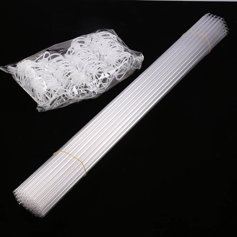 

50Pcs 40CM Foil Balloon Stick With Cups Clear White Latex Balloon Holder Stick Stand For LED Bobo Balloons Sticks Mylar Balloons