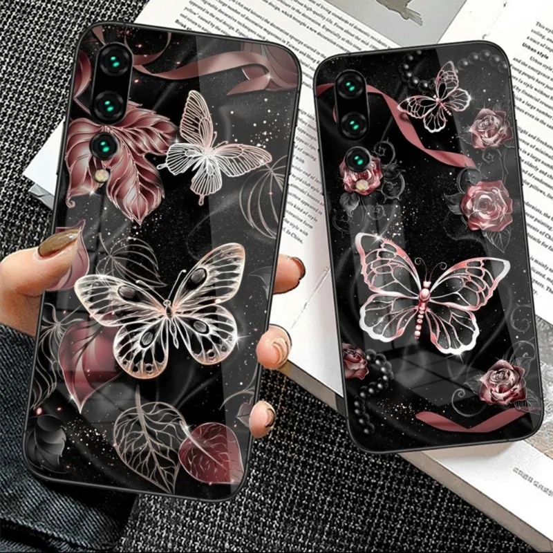 

Роскошный розовый золотистый великолепный чехол для телефона Huawei P50 P40 P30 P20 Pro Mate 40 30 20 Pro Nova 9 8 7 PC стеклянный чехол Funda Shell