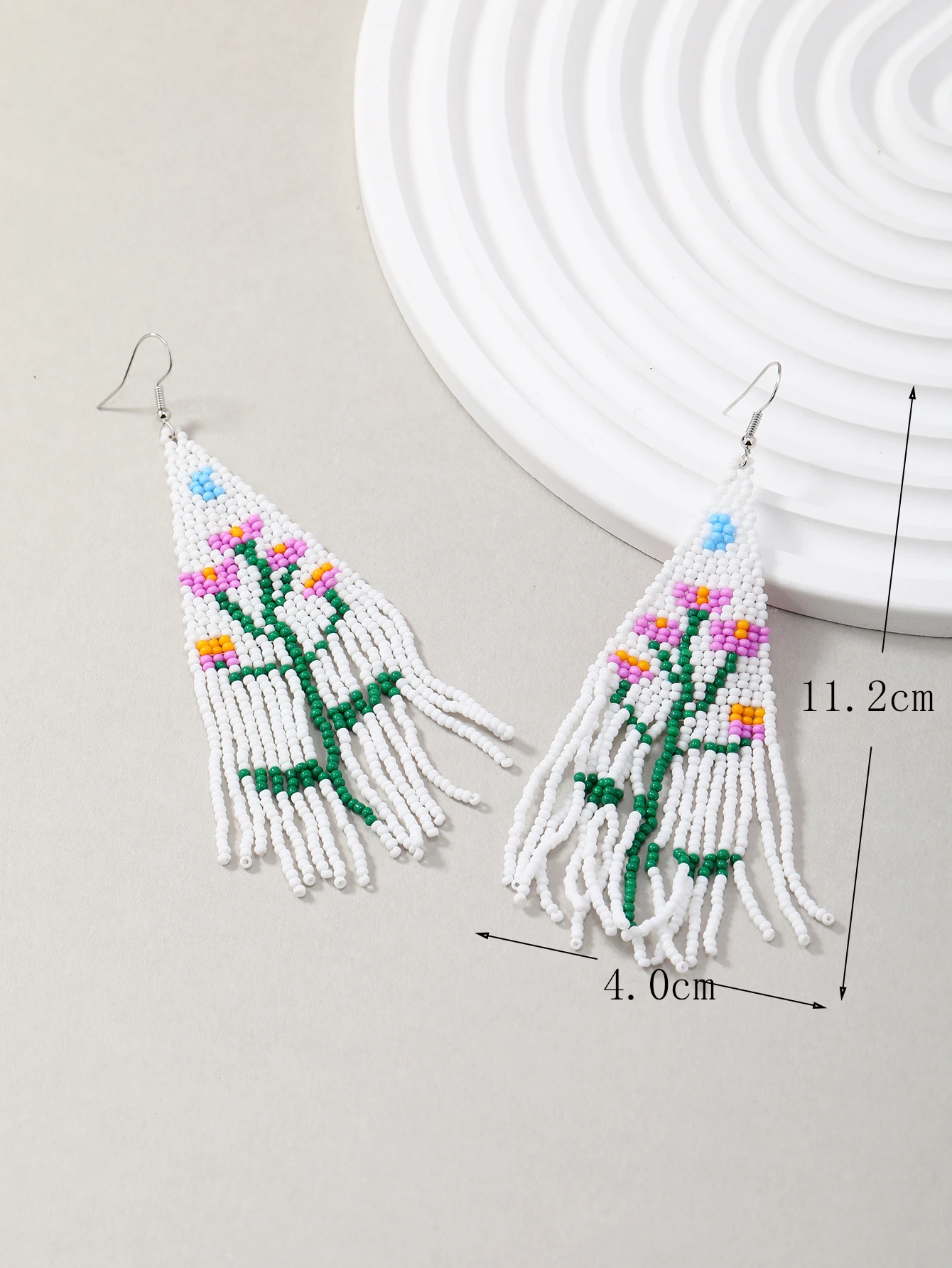 Bohemian Beaded Earrings Tassel Fashion Earring for Women Handmade Geometric Flower Pattern Ear Rings Summer Jewelry