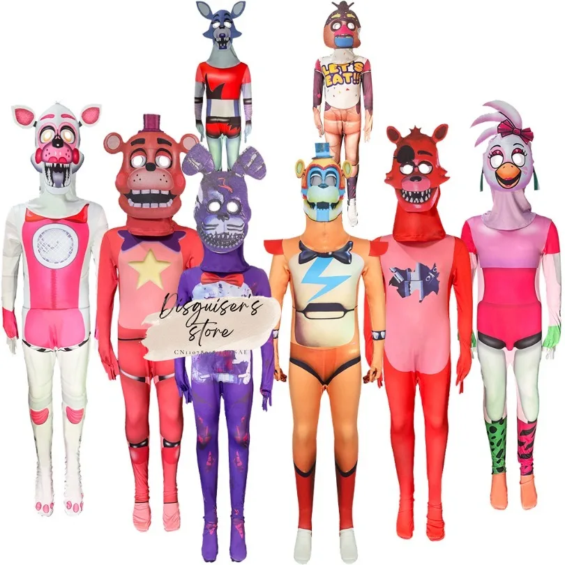 Фото Ужасный карнавальный костюм для детей: комбинезон Фредди из Five Nights at Freddy's, косплей Кошмарный Бонни, FNaF, аниме, рождественский подарок для ребенка №1