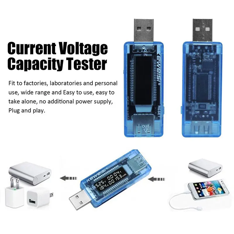 

USB Current Voltage Capacity Tester Charger Capacity Plug and Play Power Bank Current Detector Voltage Meter Monitor