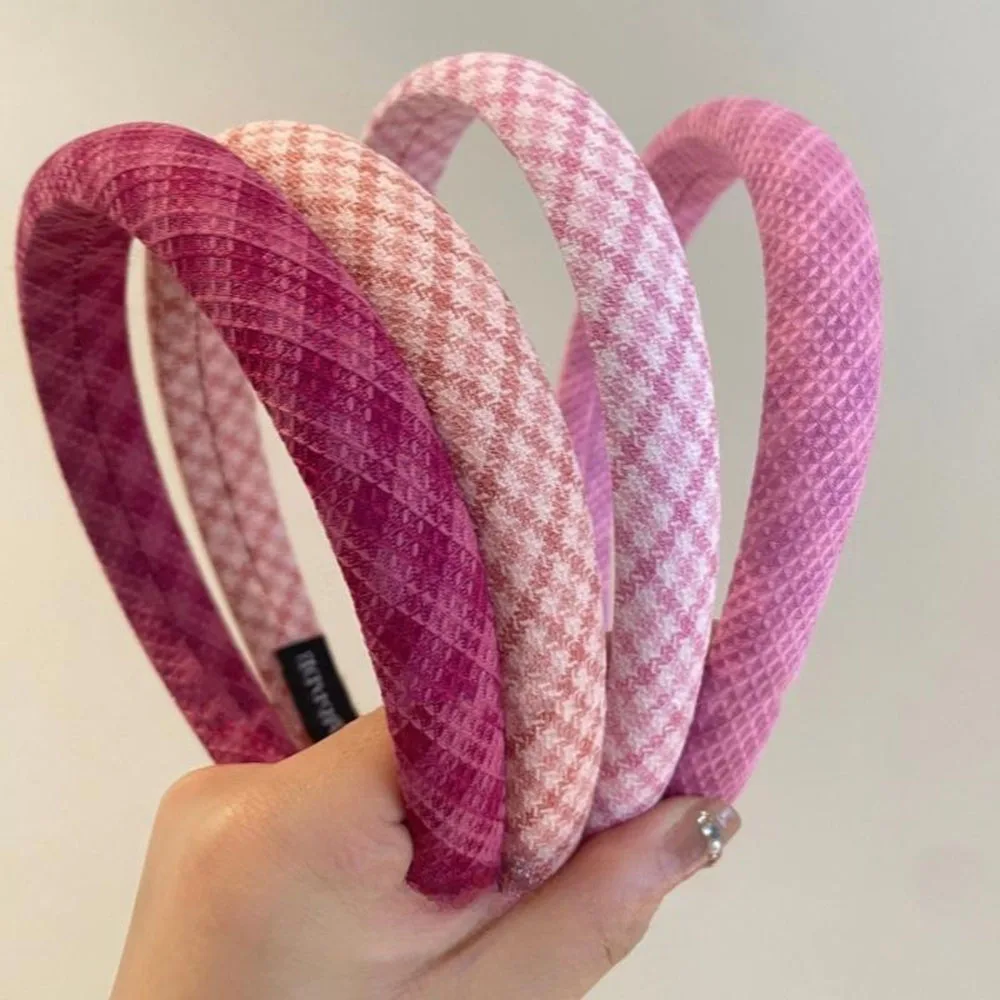 Ful Girls Headband Striped Plaid High Skull Top Hairbands Hair Accessories Strawberry Rose Red Sponge Hair Hoop Bezels Diy