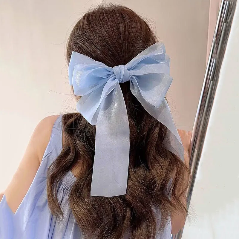 

2023 Korean Large Hair Bow Ribbon Hairgrip Vintage Spring Clamp Hair Clip Hairpin For Women Hair Accessories Para Mujer Headwear