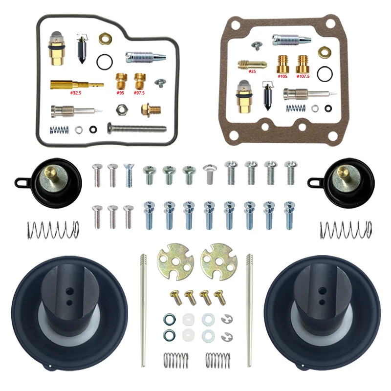 

INTRUDER 400 VS400 VK51A, передний и задний комплект для ремонта карбюратора, плунжерный клапан, диафрагма, детали для ремонта карбюратора