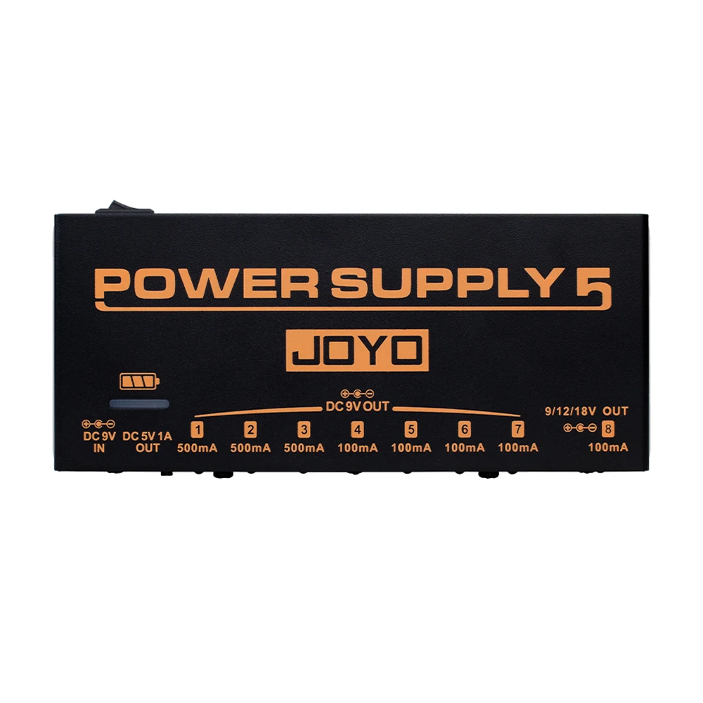 JOYO JP-05 Guitar Effect Pedal Power Supply Build-in 4400mAh Rechargeable Battery 8 Outputs 9V/12V/18V Jacks & 5V/1A USB Port