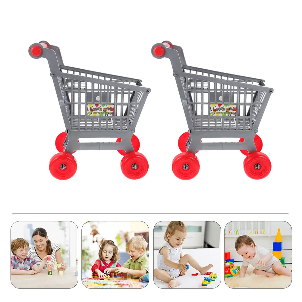 

2Pcs Children Simulated Shopping Cart Toys Children Supermarket Cart Toys