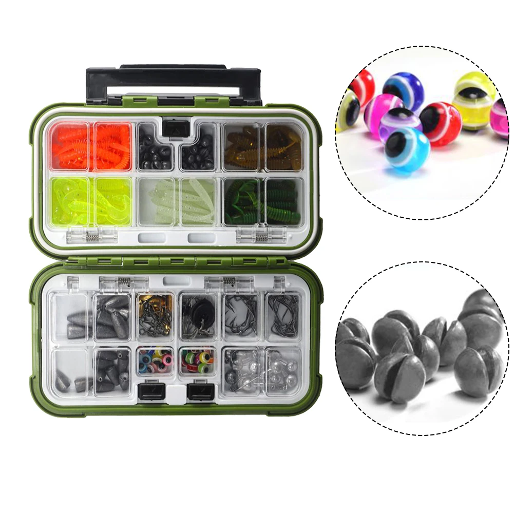 

221pcs/set Fishing Accessories Tackle Kit Soft Bait Hooks Swivels Fishing Group Portable Carp Lure Fishing Baits Tools Sets